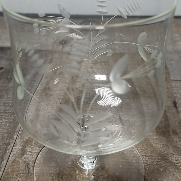 Vintage Hand Blown Floral Etched Stemware Drinks or Dessert Made Poland - Picture 2 of 7